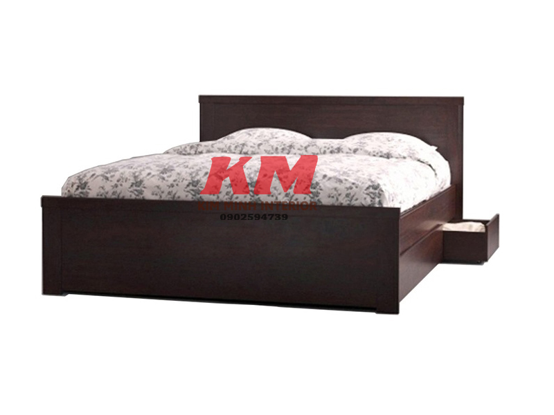 Giường ngủ kiểu nhật màu đen có ngăn kéo GNKN019