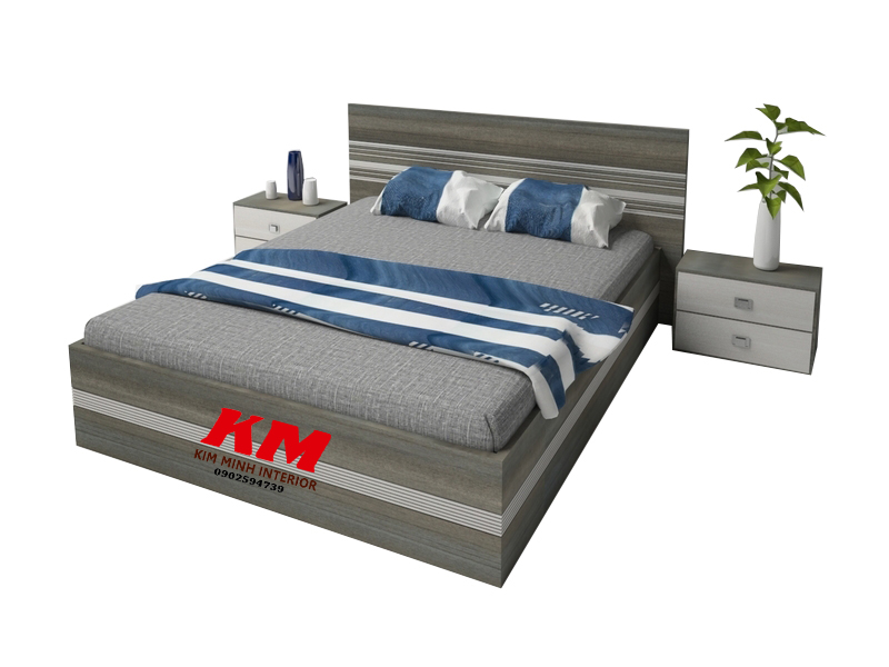 Giường ngủ hiện đại màu nâu cẩm gỗ mdf mfc GNHD019