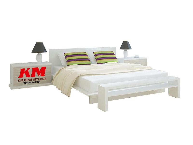 Giường ngủ kiểu nhật màu trắng ang trọng GNKN029