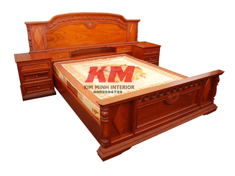 Giường ngủ cao cấp cực đẹp gỗ gõ đỏ GNGD001