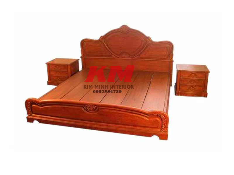 Giường ngủ cổ điển 1m6 gỗ căm xe tự nhiên GNCD003