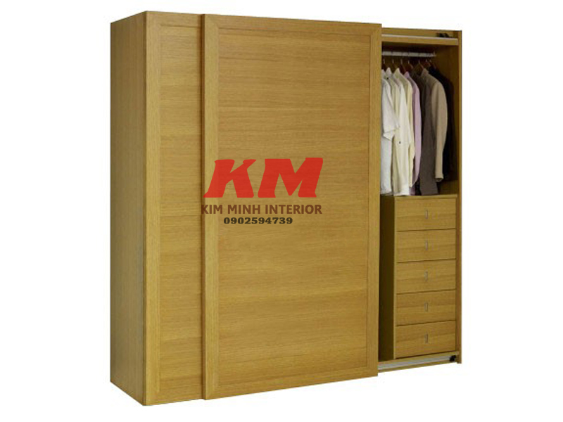 Tủ Quần Áo Cửa Lùa 1m6 Vàng Sồi (Cửa lùa lọt lòng)