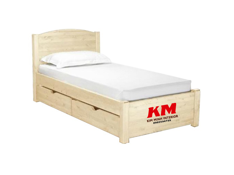 Giường đơn gỗ xoan đào có hộc tủ GD002