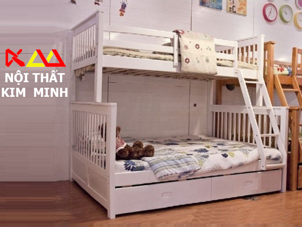 Giường ngủ trẻ em gỗ xoan đào 2 tầng GNTE006