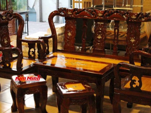 Ghế salon gỗ tràm TPHCM - Bàn Ghế Gỗ Phòng Khách Đẹp