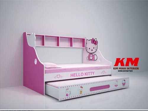 Giường ngủ trẻ em 2 tầng Hello Kitty GTE048