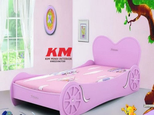 Giường ngủ trẻ em màu hồng GNTE032