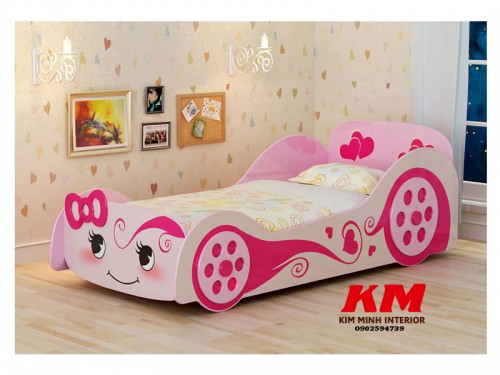 Giường ngủ trẻ em màu hồng GNTE052